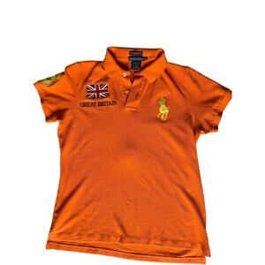 Polo Ralph Lauren Big Horse Logo #3 Great Britain Shirt Youth L Orange